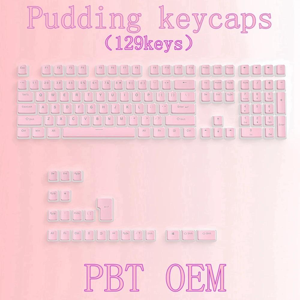 Xiaomi 129 Keys Pudding Keycaps For Cherry Mx Switch Mechanical Gaming Keyboard OEM Profile PBT Double Shot Keycap RGB Backlit Key Caps