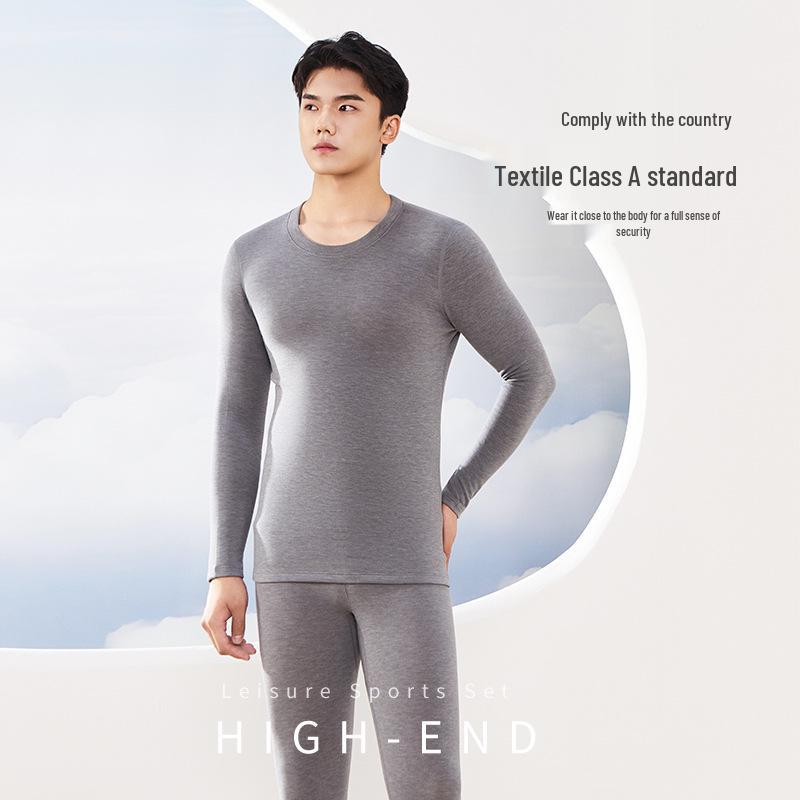 Men’s Silk-Like Cashmere Thermal Underwear Set - Thick, Warm, and Edged for Autumn/Winter