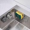 Portaspugne in Acciaio Inossidabile per Lavello da Cucina Senza Foratura Adesivo Organizer per Lavello con Ganci per Spugne e Spazzole
