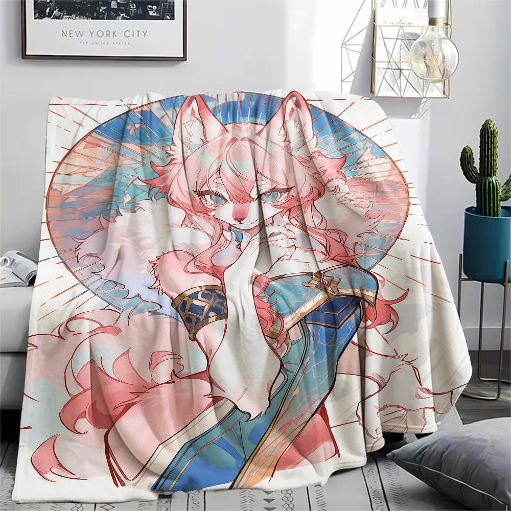 1Pc Cartoon Print Flannel Blanket, High quality Comfortable for All Seasons, Home Decor, Warmth and Comfort, Perfect for Christmas Birthday Gift