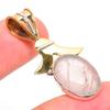 Natural Rose Quartz TwoTone 925 Solid Sterling Silver Jewelry Pendant 1.50" Q3K72