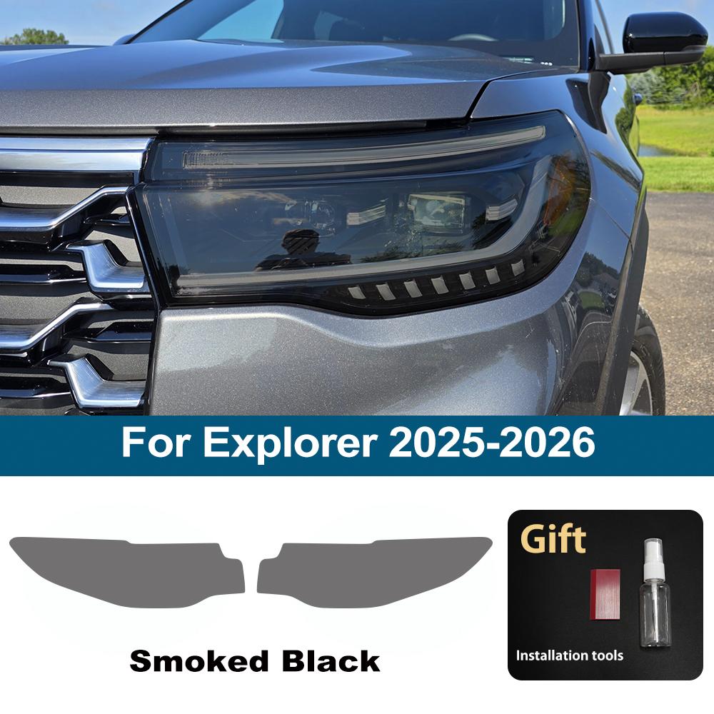 

Smoke Black Pre Cut Car Headlight Protective Film For Ford Explorer 2016-2026 TPU PPF Anti-Scratch High-Gloss Car Vinyl Film For 25-26 SMK