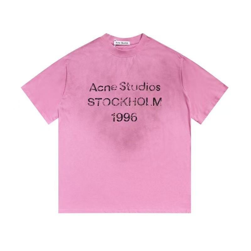 Unisex Vintage Gewassen Katoenen T-shirt Met Letterprint Tie-Dye Zoom Ronde Hals Losse Pasvorm Top