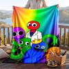 Warm Flannel Blanket Rainbow Friends Pattern, Lightweight Comfortable Throw Blanket for Bed Sofa Use