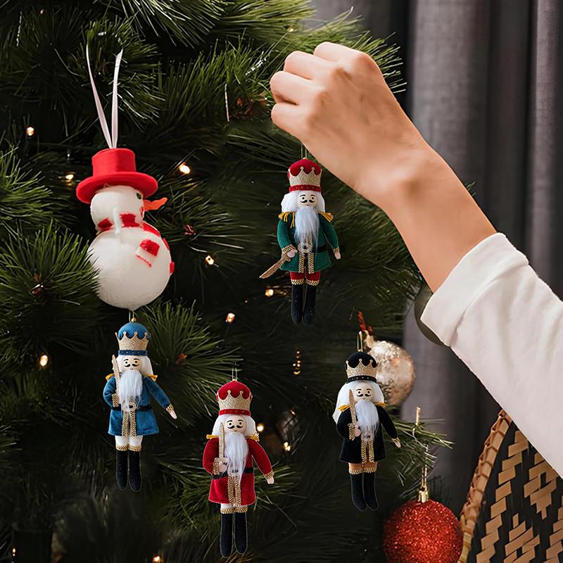 Nutcracker Hanging Ornament: Christmas Soldier Figure Stuffed King Fabric Nutcrackers Dolls Xmas Holiday Tree Decor For Holiday