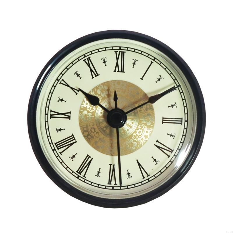 62KD Round Shaped Wall Clock Head Roman/Arabic Numeral Inlaid Clock Insert 70mm Quartzs Clock Head for Bedroom Living Room