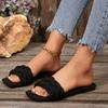 Summer Women's Square-toe Basket-Woven Sandals Flat Home Slippers