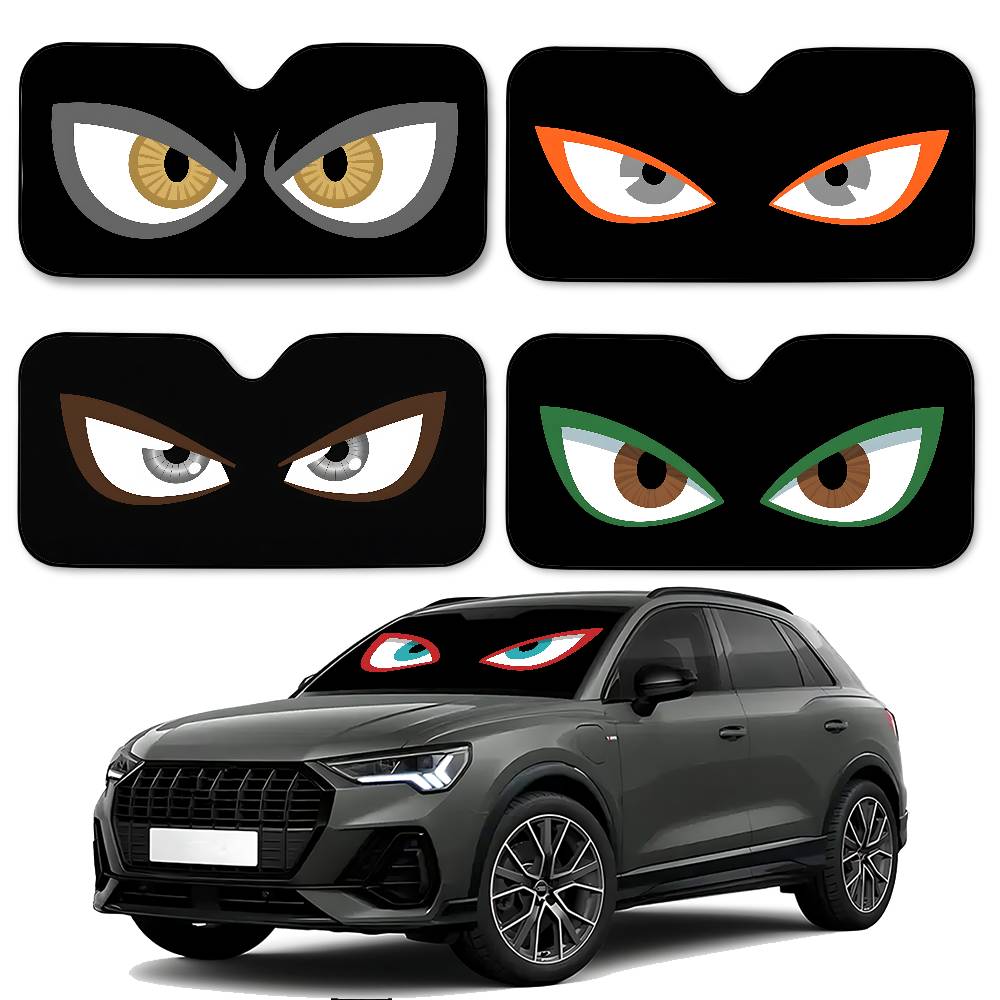 Cartoon Angry Eyes Car SunShade Car Sunshade Covers Cover Universal Windscreen Folding Visor