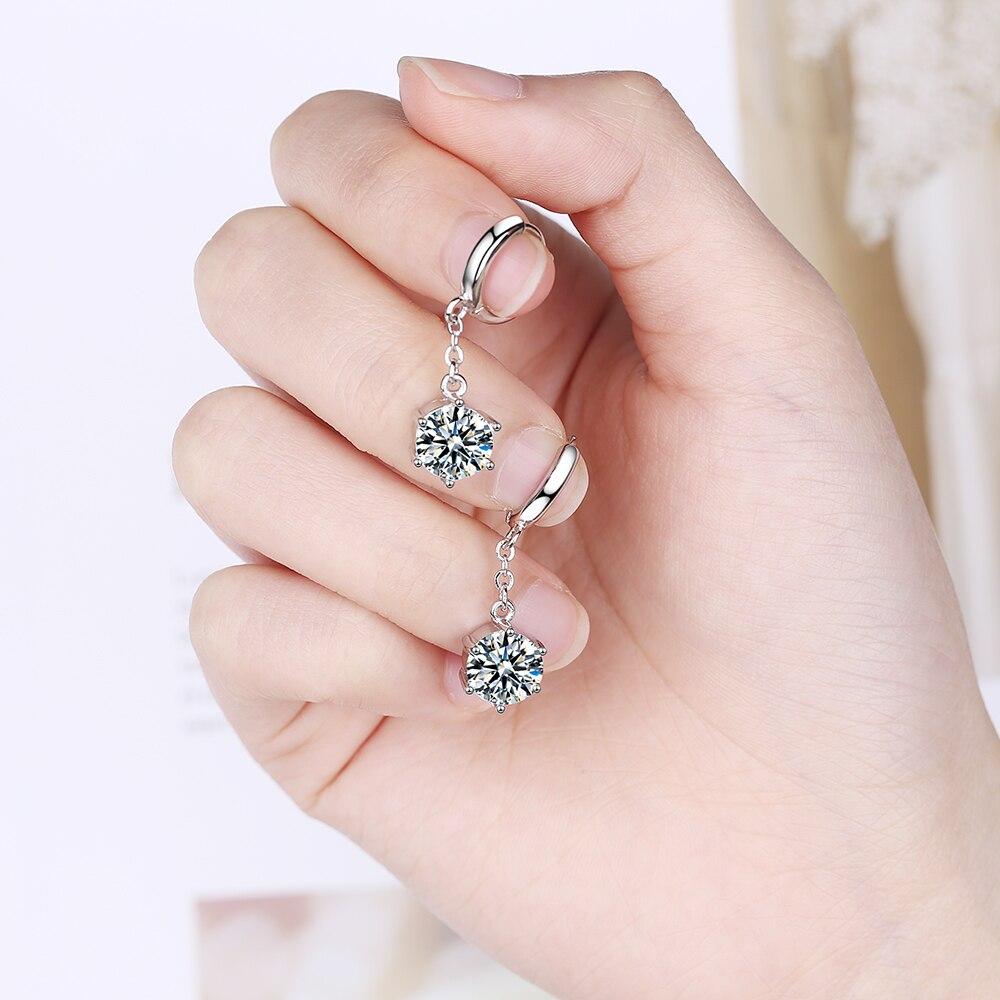 New 925 Sterling Silver Earrings Inlaid Zircon Crystal Ear Buckles For Girls Glamour Jewelry Gifts
