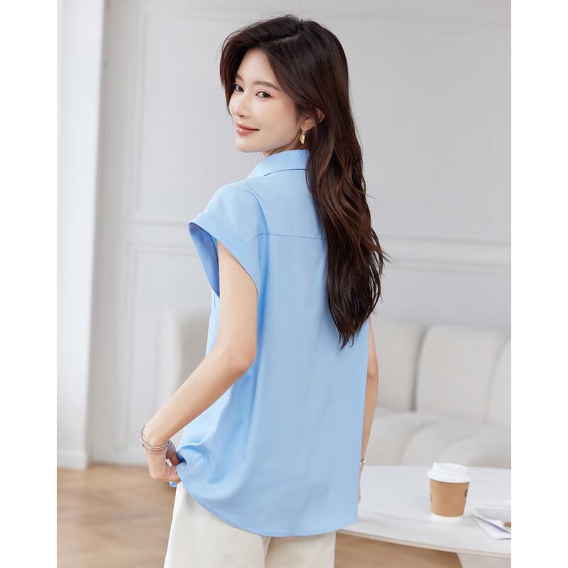 TERRE BLEUE Women's Casual Loose Fit Summer Shirt