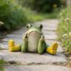 Sitting Frog Statue Resin Frog Stretching His Legs Ornament Garden Frog Figurine for Outdoor Indoor Plant Pot Desk Shelf Decoration