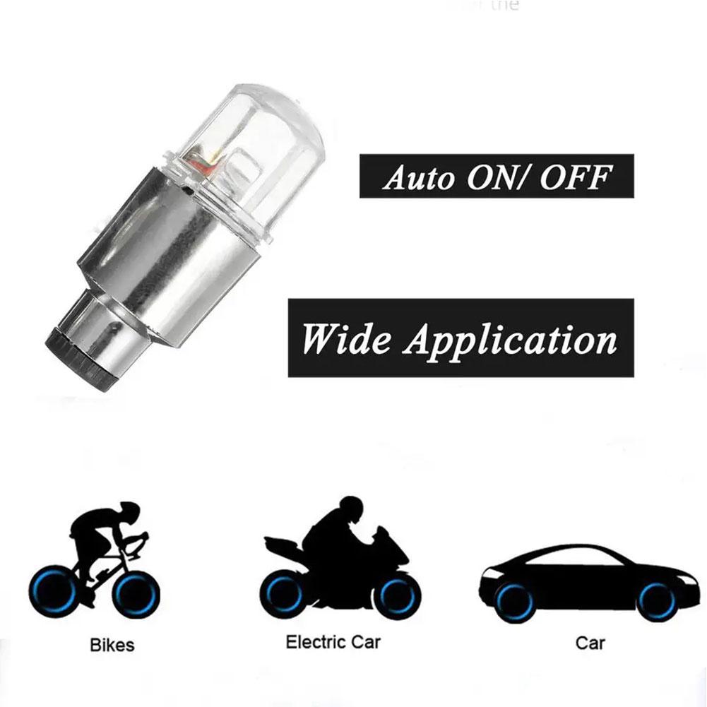 Wheel Lights LED Bicycle Valve Light Universal Car Neon Lamp Valve Cover Lights Tire Colorful Flashing Bulb Decoration Valve Stems 1