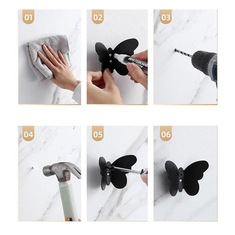 Three-dimensional Butterfly Shaped Wall Hanger Stainless Steel Key Holder Rack Towel Hangers  Robes