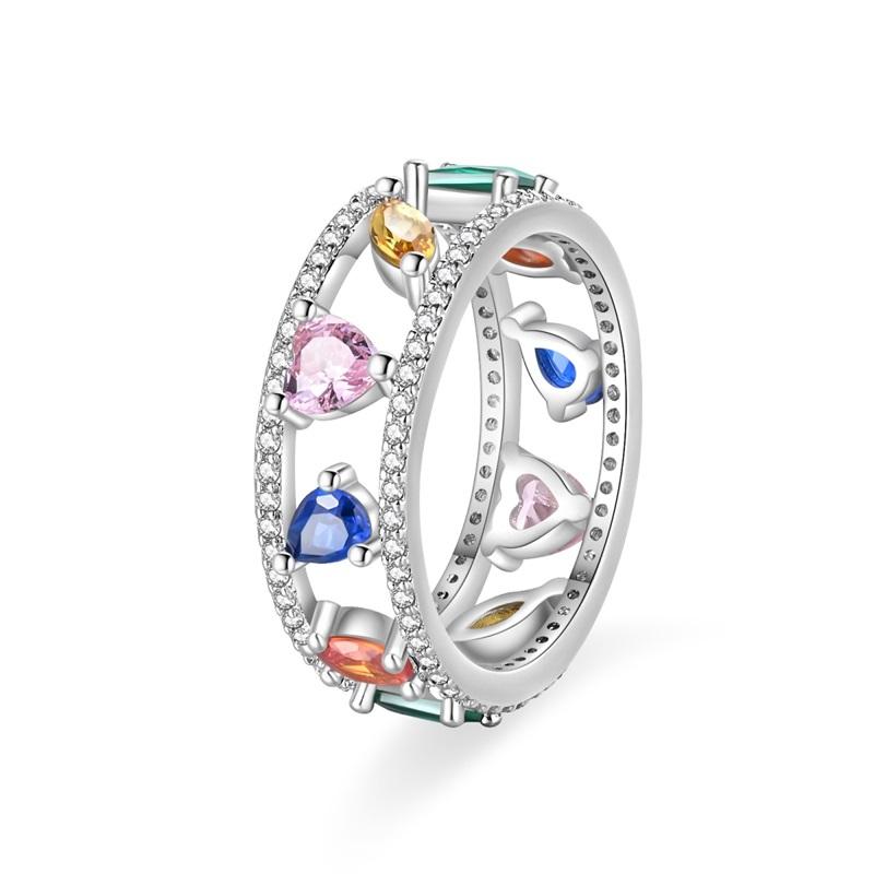 925 Sterling Copper Blue Ocean&Butterfly&Colorful Candy&Star&Retro Chain Wide Face Ring Ladies' Zircon and Accessories