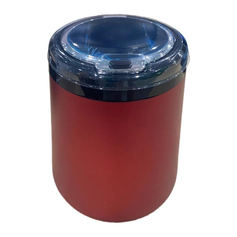 LED Auto Ashtray with Covered Press Lid and Metal Cup, Detachable Design for Car Use in Dim Indoor Rooms