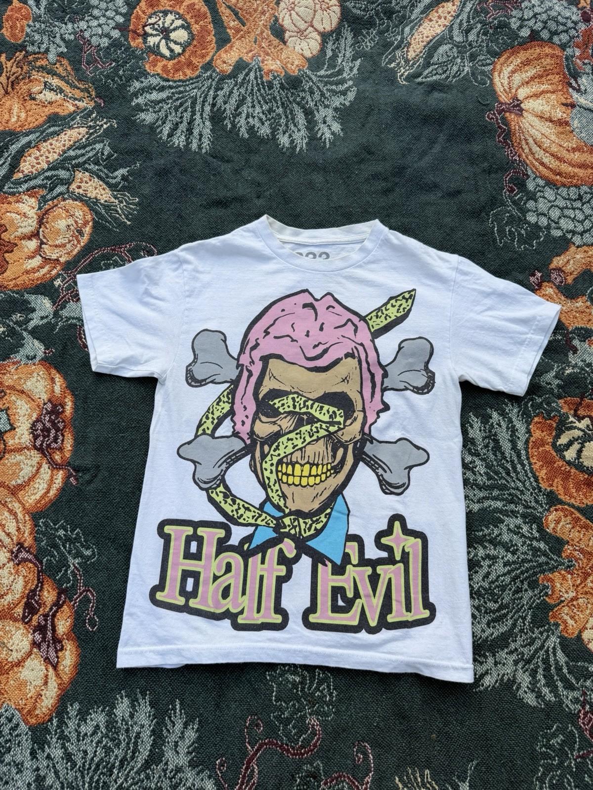 Half Evil 333 Skull Skeleton Streetwear Skater Men’s Shirt White Size Small Unisex T-Shirt XXXXL