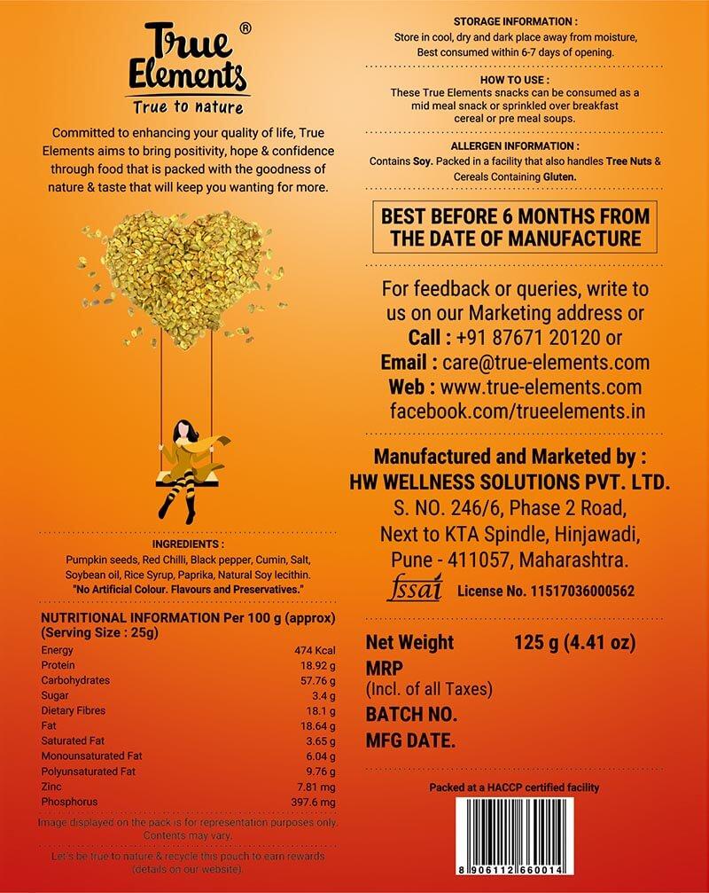 Pumpkin Seeds with Chili and Masala (125 G), Chilli Masala Pumpkin, True Elements