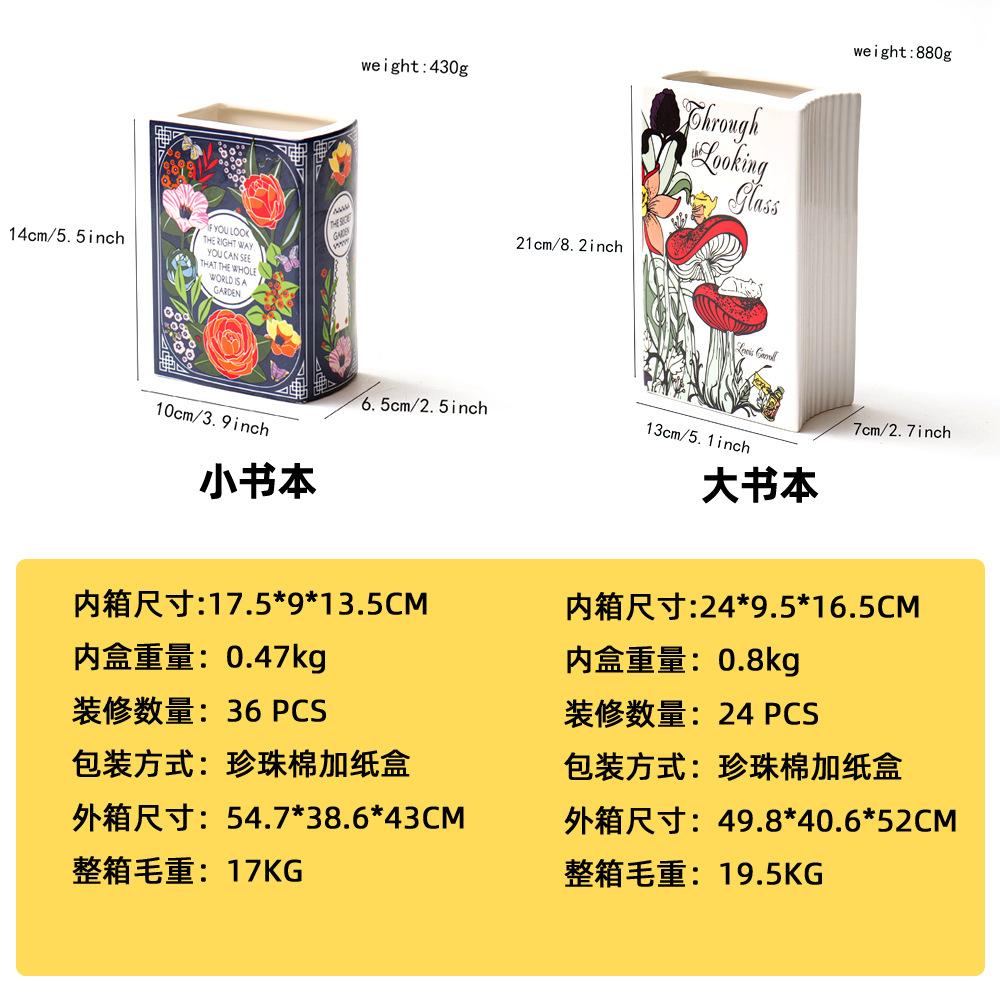 Ceramiczny Wazon Uchwyt na Kwiaty Kreatywny Dekor Książkowy Ozdoba na Biurko do Salonu Stół Jadalny