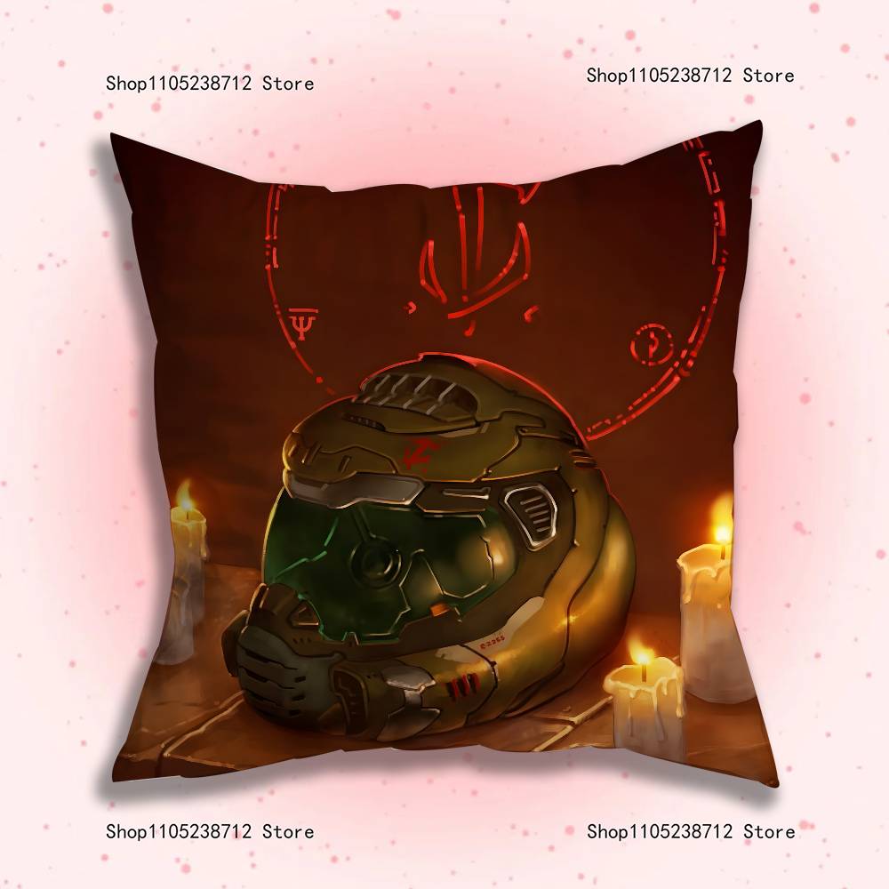 Game D-DoomS E-Eternal Pillow Covers Cartoon Sofa Decorative Home Double-sided Printing Short Plush Cute Cushion Cover 12x12Inch