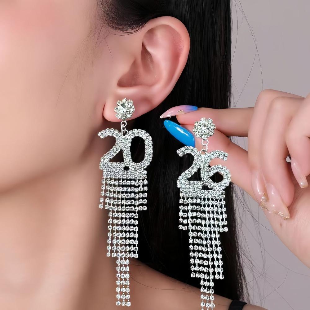 

Crystal Jewelry 2026 Stud Earrings Aesthetic Rhinestone Earrings New Year Earrings Christmas Style 7