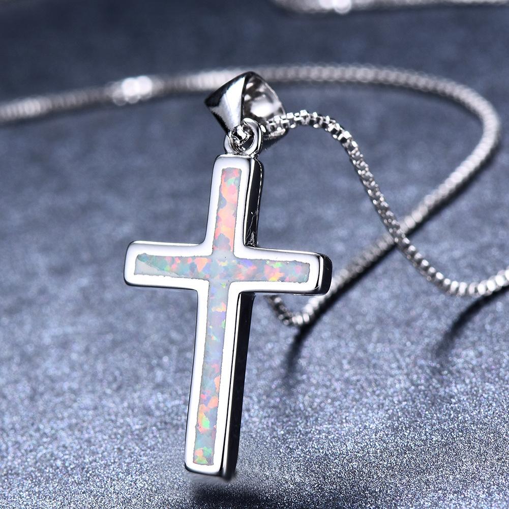 Blue Cross Necklace Womens Versatile Pendant Necklace