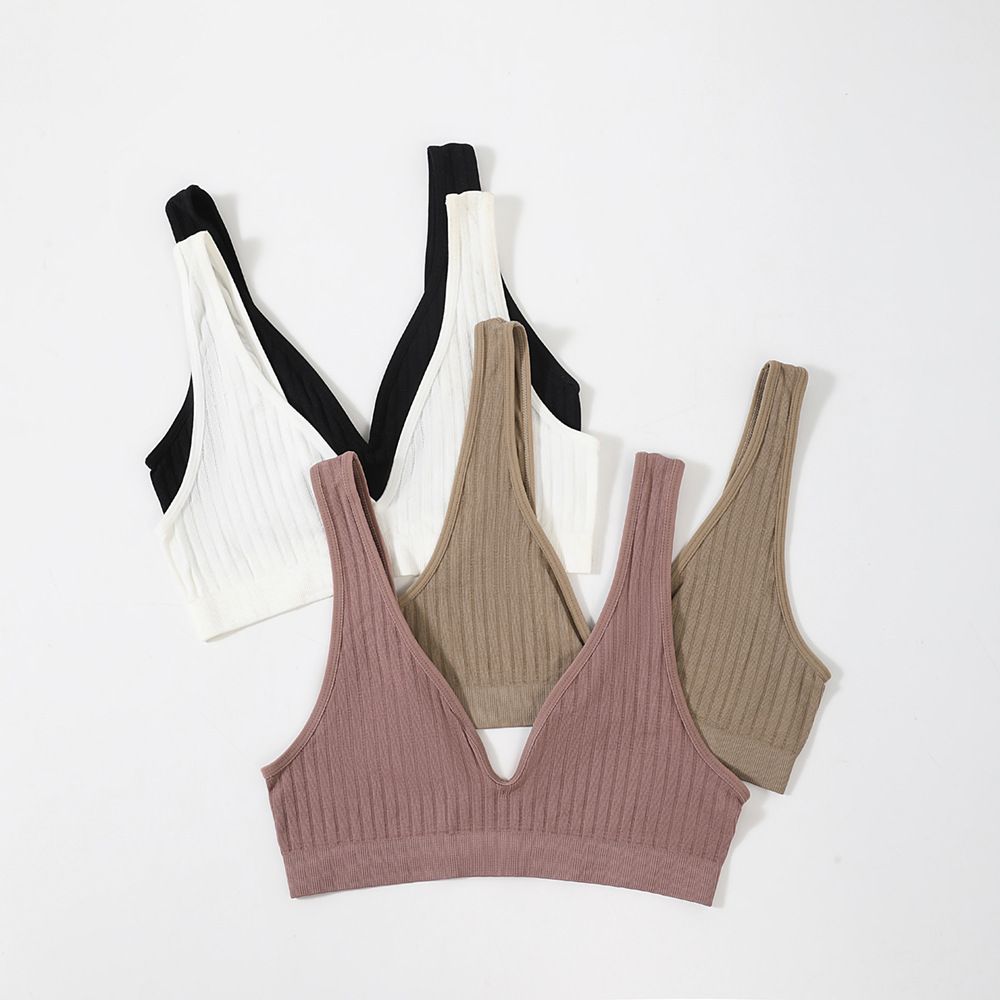 Tiefer V Übergröße BH Camisole Damen Sexy Sport Yoga Bustier Nahtlos Rückenfrei Schlafunterwäsche