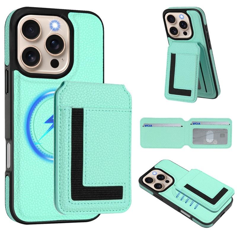 For Iphone 11 12 13 14 Pro Max 7 8 Plus SE 2 3 2022 Case Protective Cover Card Holder Stand Coin Magnetic Wallet Supports Wireless Charging