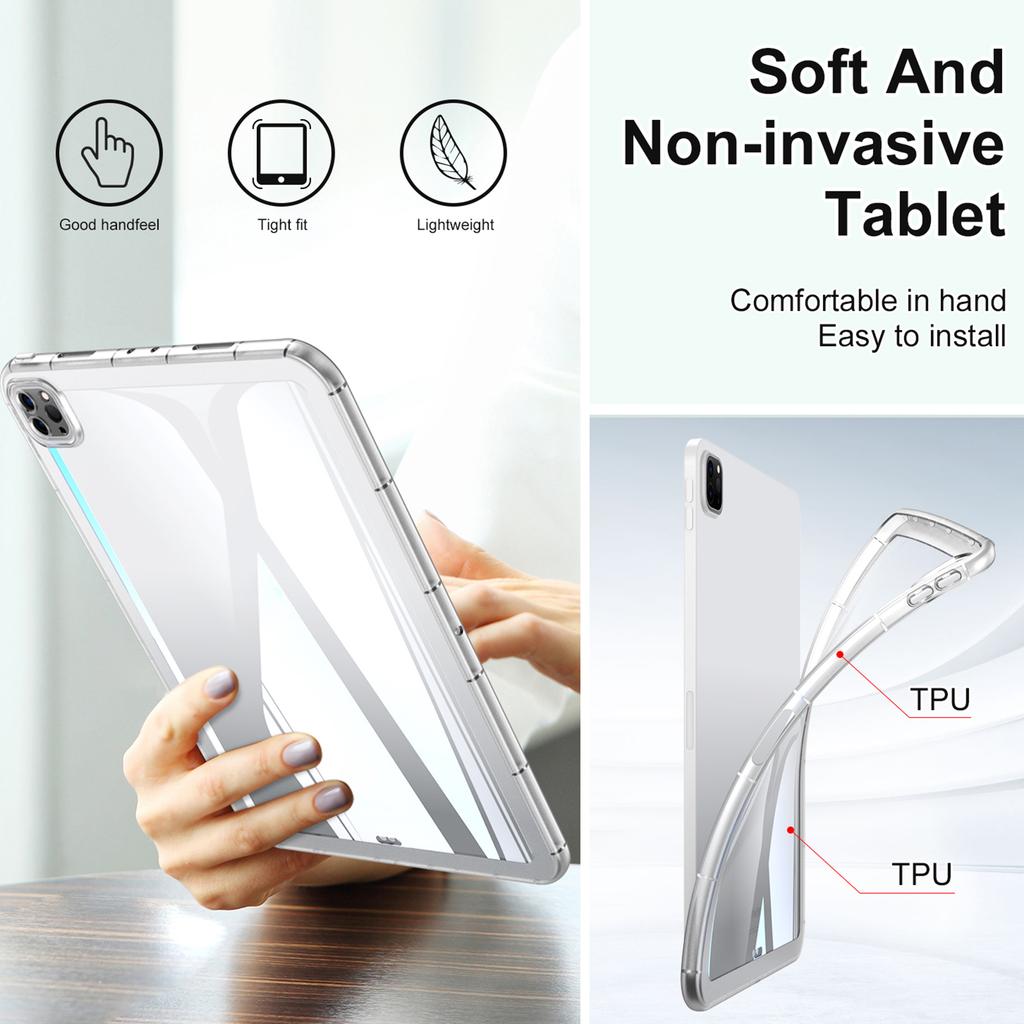 For iPad Pro 13 (2024) Case TPU Transparent Back Protective Tablet Cover