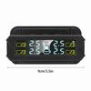Solar-powered tire pressure monitoring system with automatic backlit LCD screen. (Automotive parts)