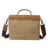 Casual Canvas With Leather Briefcase Men Messenger Bag Flap Pocket Handheld Shoulder Crossbody Bag Business Office Laptop Bags