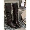 Small pointed high heel boots fashion women's new thin heel high boots fashion leather boots women's boots