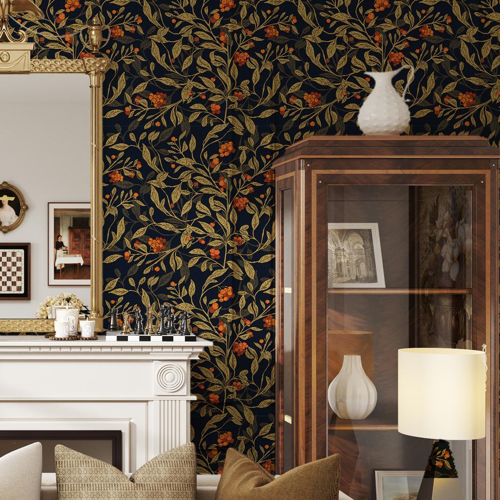 Thickened Wallpaper Self-Adhesive High-End Wall Decoration Flower Green Plant Wall Sticker Room Decoration