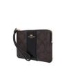 Coach F58035 Corner Zip Wristlet Signature Coated Canvas One Size Black Brown,