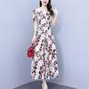 Celebrity style summer floral V-neck dress, high-end temperament female mother dress, waist and thin A-shaped long dress wholesale