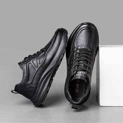 2025 Men's Lace-up Leather Sports Shoes - Breathable, Soft Sole, Versatile for Spring & Autumn