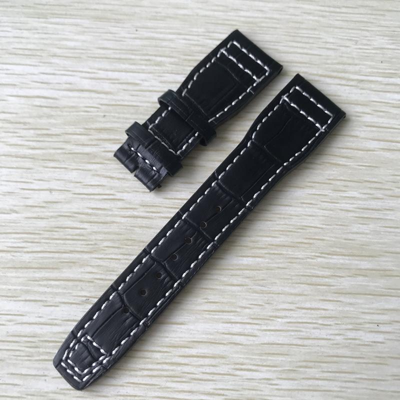 

Ремешок для часов из натуральной кожи, 22 мм, коричневый, черный с белой строчкой, замена для IWC Big Pilot, раскладывающаяся застежка, ремешок для часов, браслет 22mm