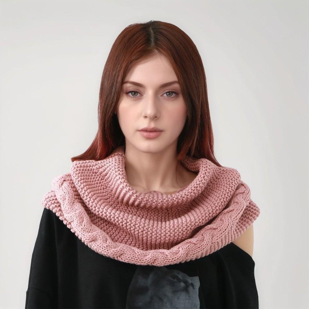 Thickened Women's Knit Scarf Warm Winter Neck Warmer Versatile Hooded Scarf Winter Wear