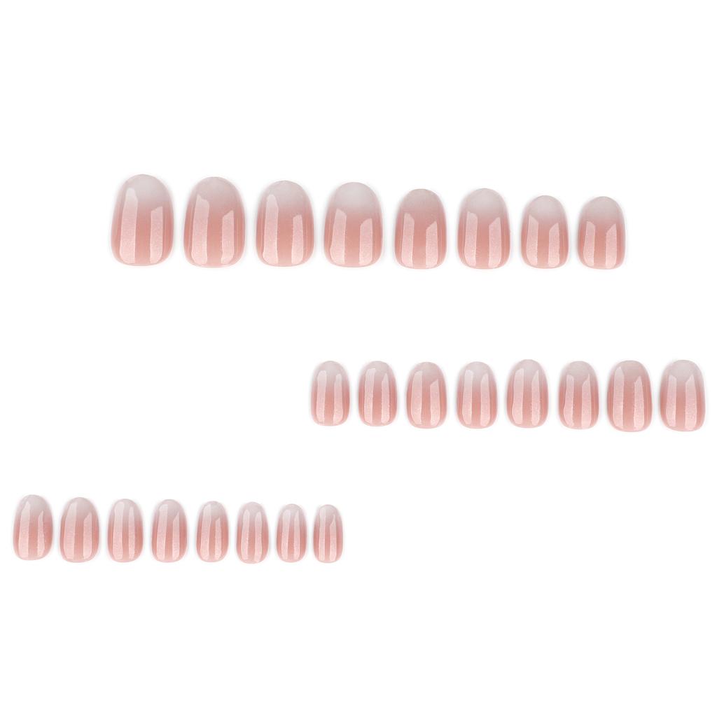 Simples nude branco mudança gradual usando unha peça de unha francesa branca curta redonda arte de unha peça de unha falsa