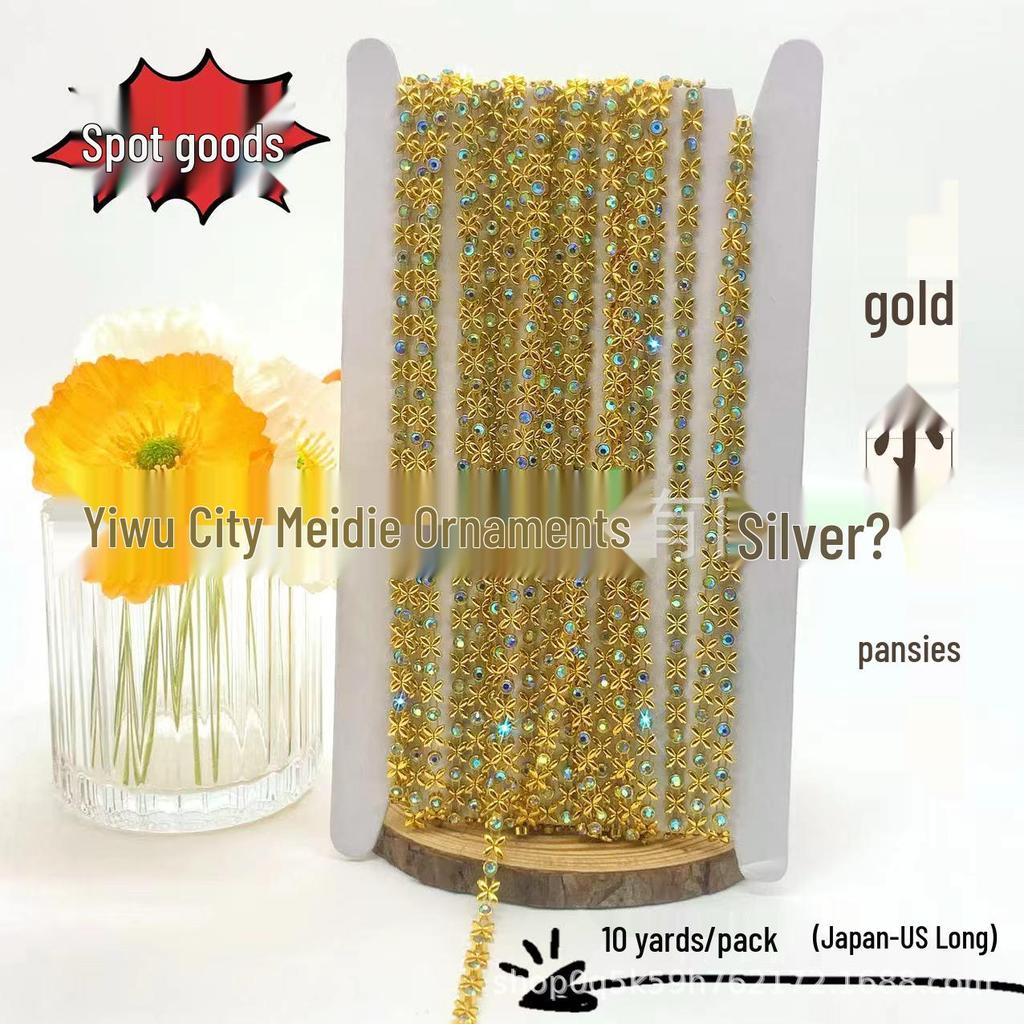Gold and Silver Rhinestone Trim: Hand-stitched Ethnic Jingpo Miao Lace for DIY Clothing Accessories