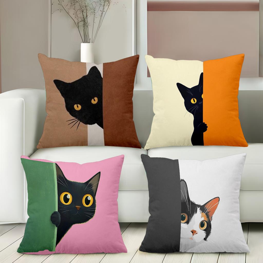 Anime Style Cat Pattern Decorative Cushion Covers Polyester pillowcase, sofa decorative cushion cov Headboard Pillow