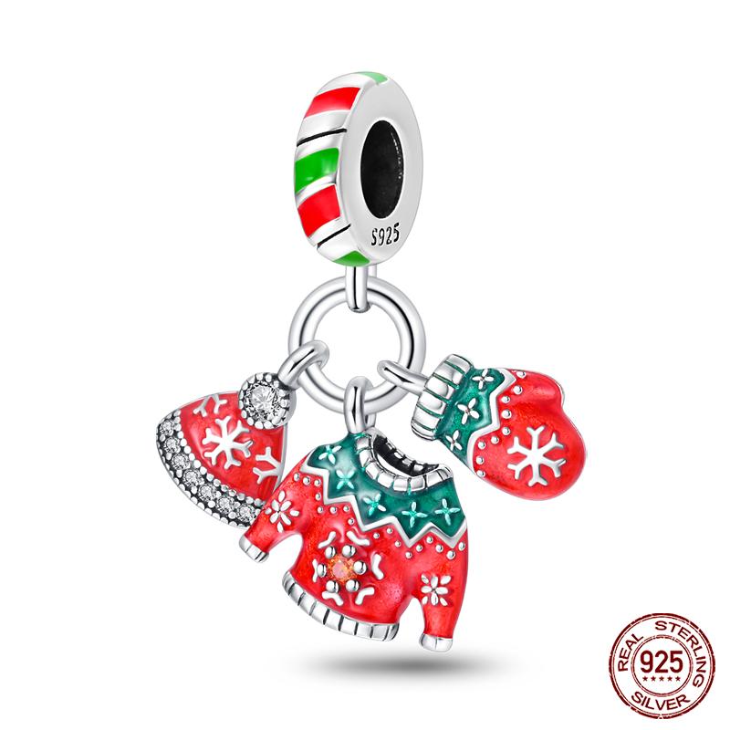 Kupfer Schneeflocke Weihnachtsbaum Skischuhe Perlen Markenarmband Exquisiter DIY Schmuck