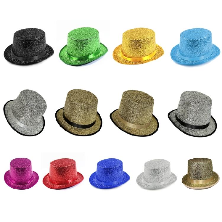 Magician Hat Wide Brim Fedora Hat Stage Top Hat Short Brim Flickering Glitter