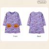 Girls Autumn Crew Neck Girls Dress Halloween Patch Long Sleeve Skirt