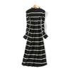Great Value Special Price ~ Silm Slimming Simple Stripe Thickening Base Sweater Dress Mid-Length Autumn and Winter Over the Knee Knitted Dress