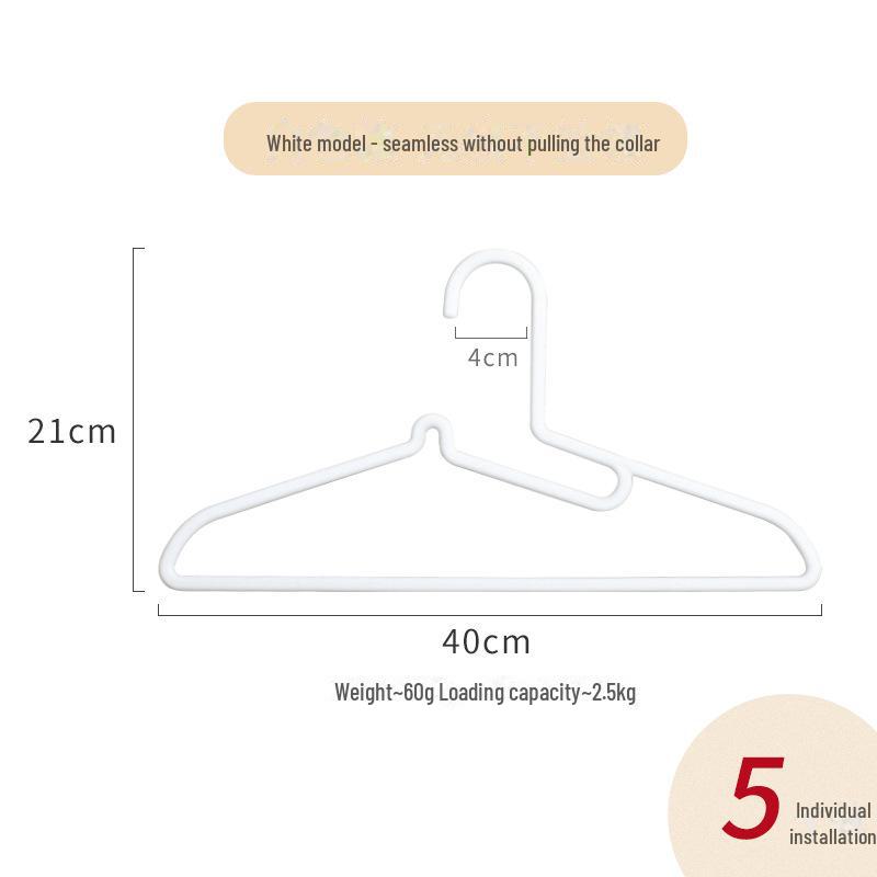 Japanese-Style White Plastic Non-Slip Clothes Hanger with No-Pull Collar Hook for Adult Clothing