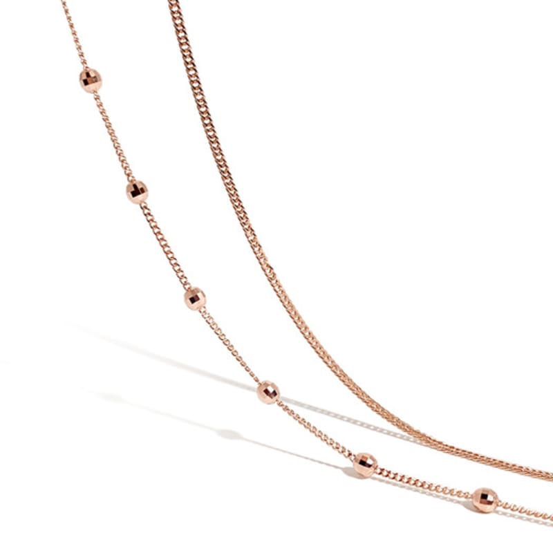 MAYBETOI 14k Marsha Cut Kugel Schicht-Halskette