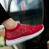 Fashion Women Flat Shoes Knitted Shoes Breathable Mesh Sneakers Crystals Sparkly Sock Shoes Casual Lightweight Walking Shoes