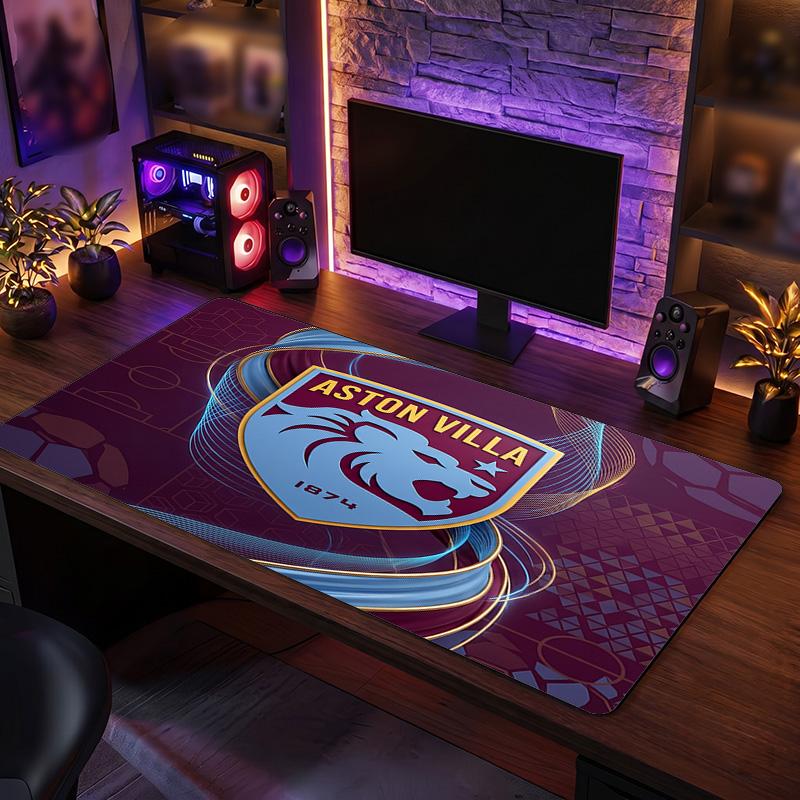 Tappetino per Mouse Grande Stampa Calcio Aston Villa, Tappetino Esteso Antiscivolo per Scrivania da Gioco per Ufficio Casa