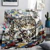 Snow Leopard Animal Print Flannel Blanket, High Quality Comfortable for All Seasons, Home Decor, Warmth and Comfort, Perfect for Christmas Gifts112