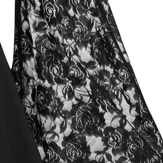 Damenkleid Spitze Patchwork Schmetterlingsärmel Halloween Großer Saum Tief ausgeschnitten Ösen Kleid für Halloween